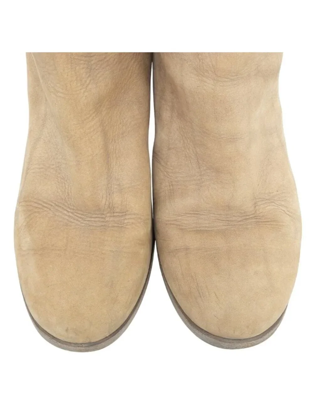Chanel CC Logo Boots Shoes Lambskin Beige